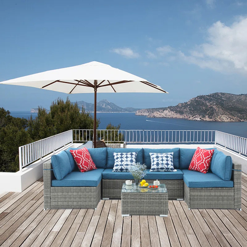 Leisure Wicker/Rattan 6 - Person Seating Group with Cushions | Wayfair North America