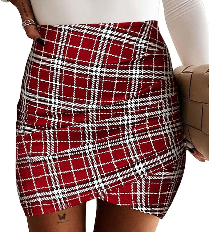 EXLURA Women's Bodycon Ruched Tulip Mini Skirt Elastic High Waist Asymmetrical Short Skirts | Amazon (US)