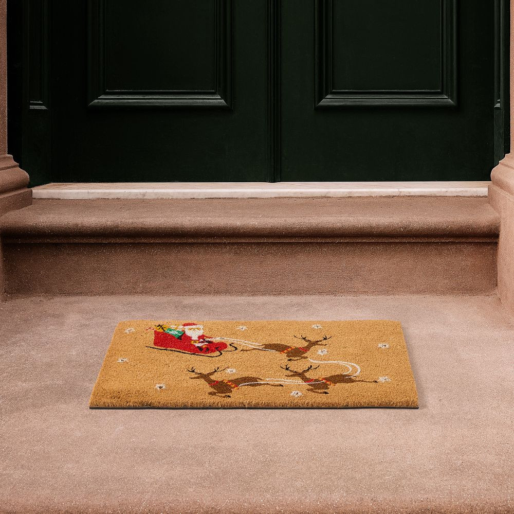 Light-Up Santa's Sleigh Doormat | West Elm (US)