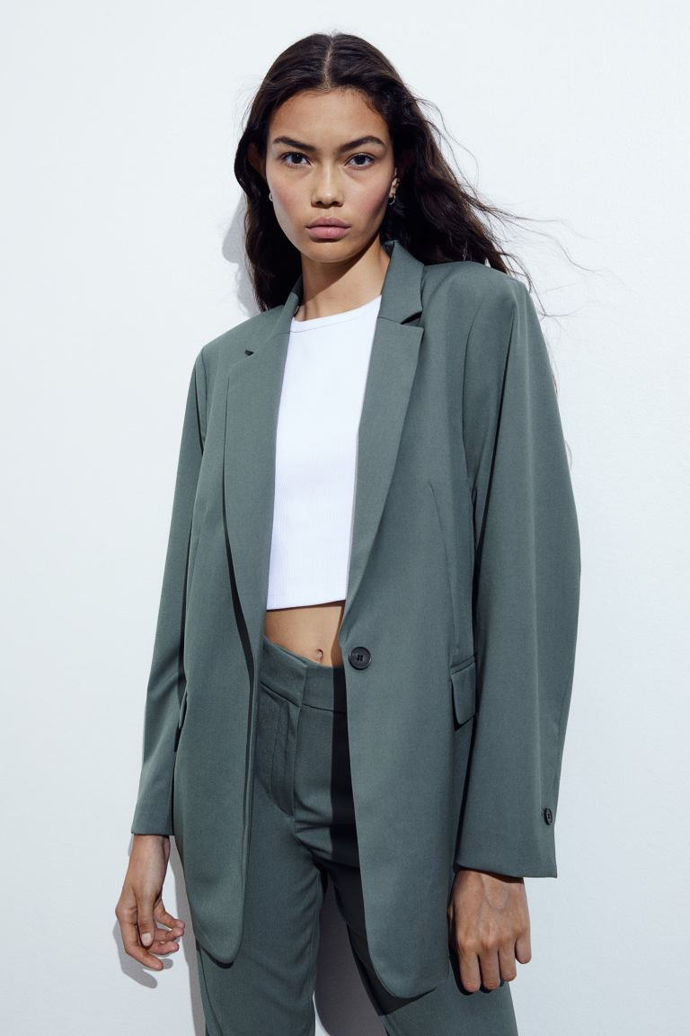 Single-breasted Jacket | Green Blazer Outfit | Work Wear Style | Work Outfit Summer | HM Outfit | H&M (US + CA)