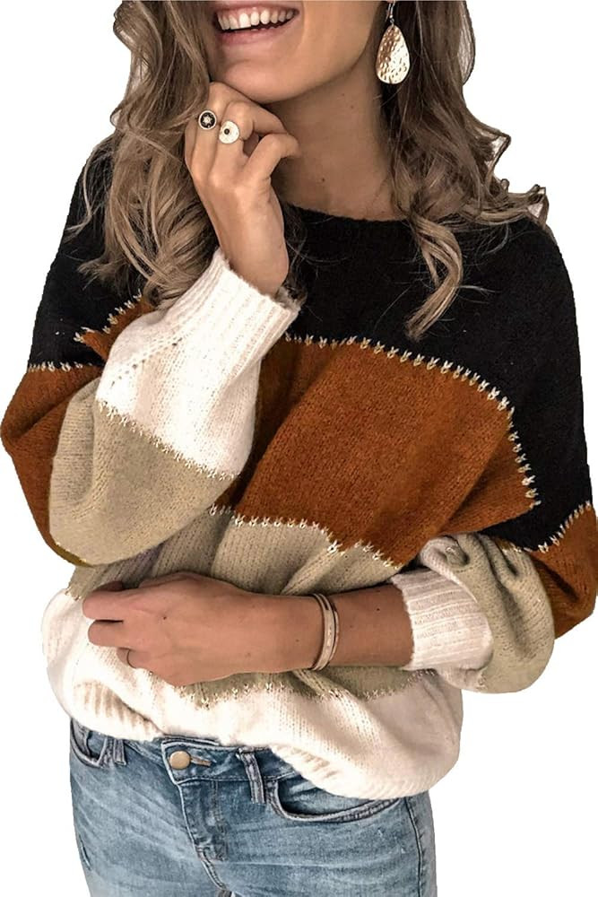 ANCAPELION Women’s Casual Sweater Pullover Winter Basic Sweatshirt Long Sleeve Cozy Knitted Jum... | Amazon (US)