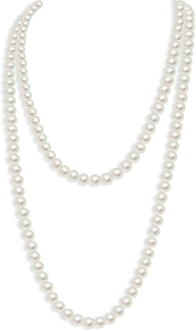 Long Pearl Necklace for Women 1920s Imitition Peals Necklace Multilayer Faux Pearls Necklace for ... | Amazon (CA)