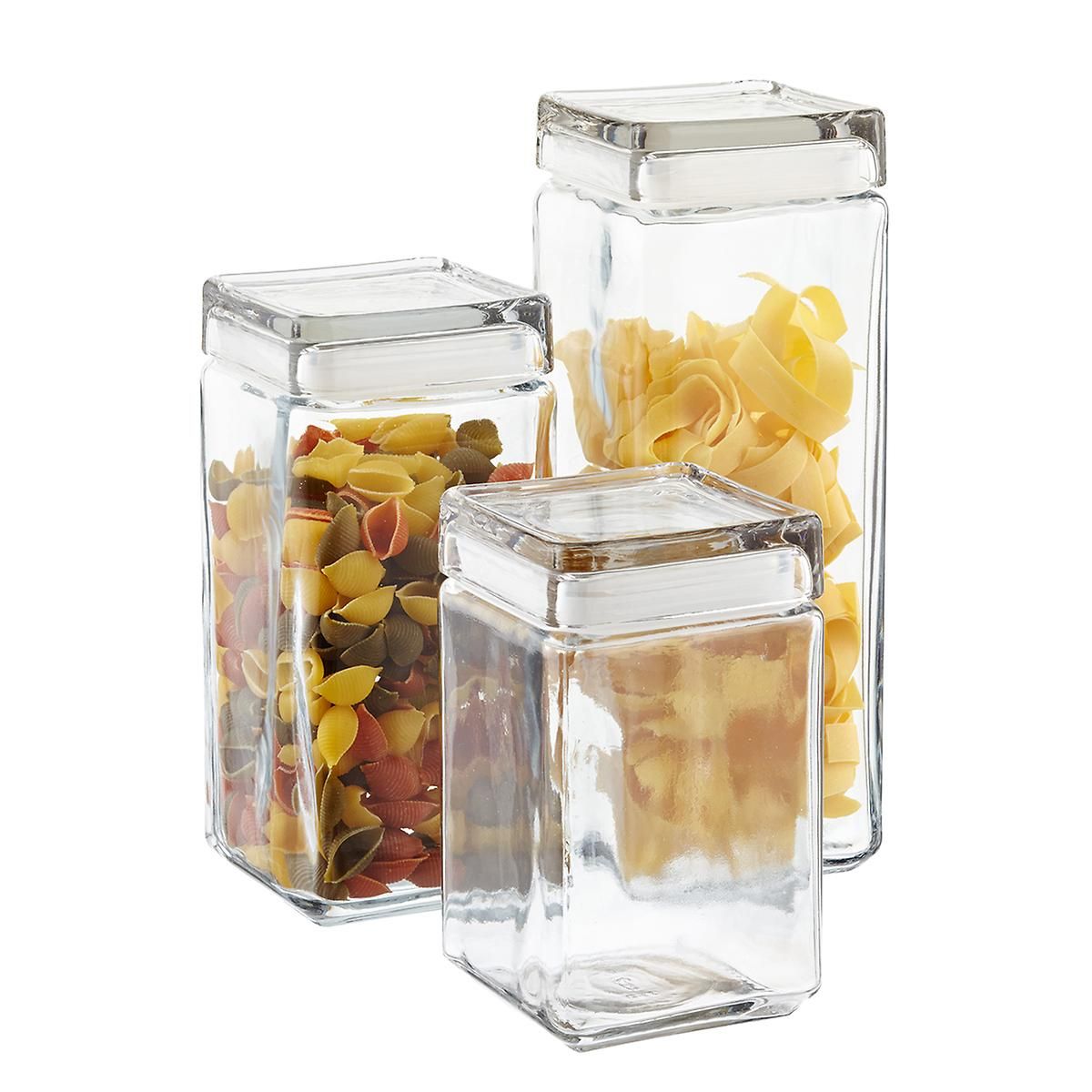 Anchor Hocking Stackable Square Glass Canisters | The Container Store