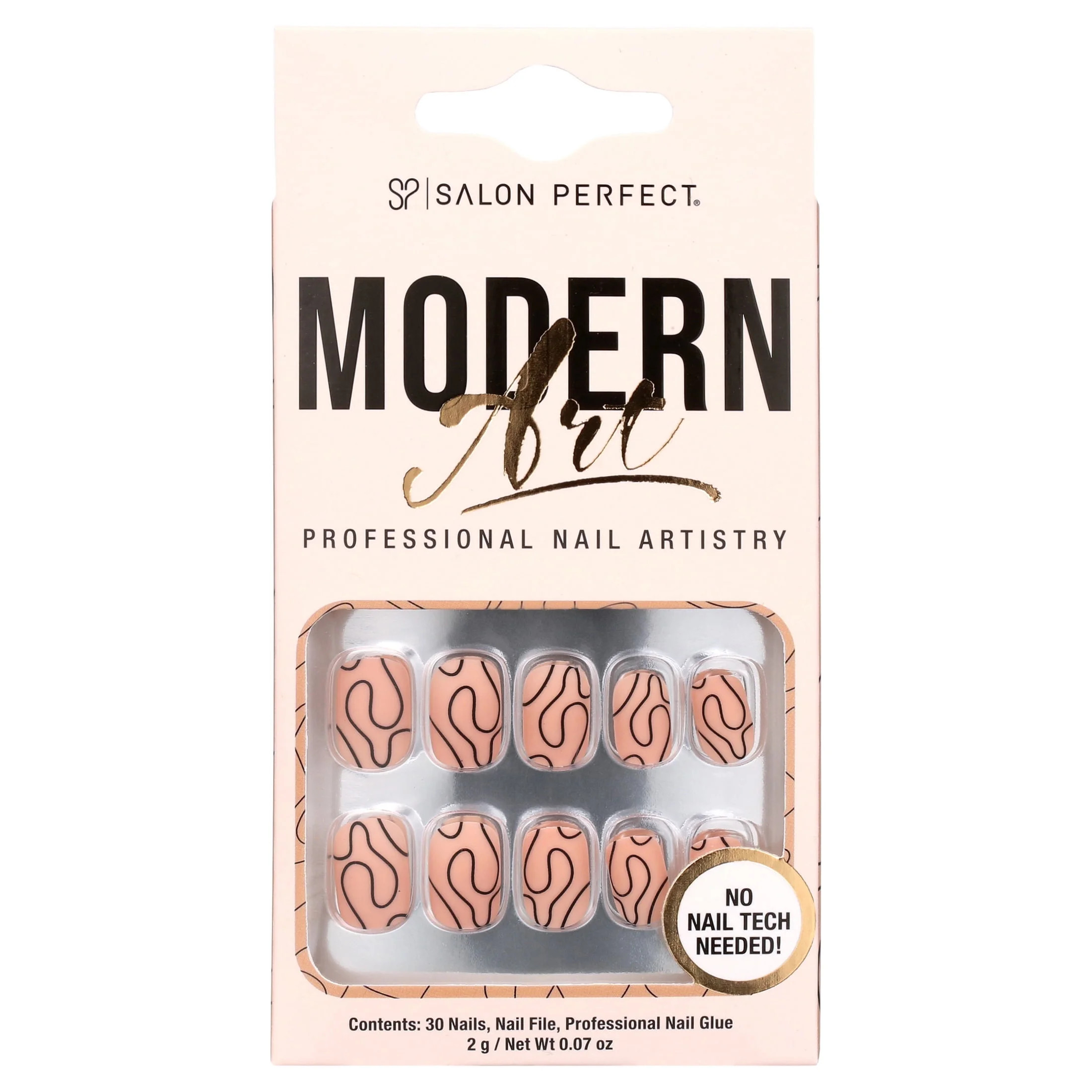 Salon Perfect Artificial Press On Nails, 157 Modern Art Black Lines, Short Square Glue On Fake Na... | Walmart (US)