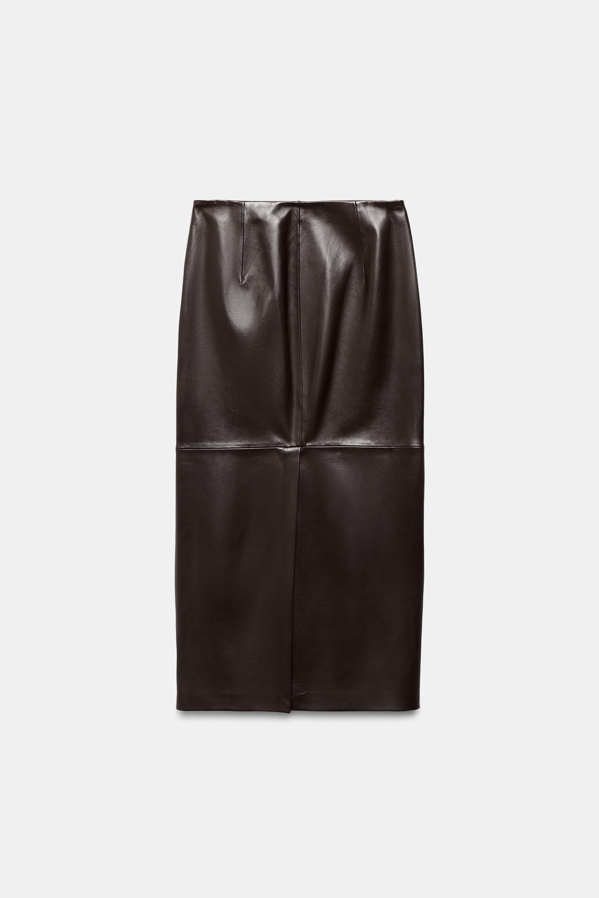 ZW COLLECTION 100% LEATHER MIDI SKIRT | Zara US