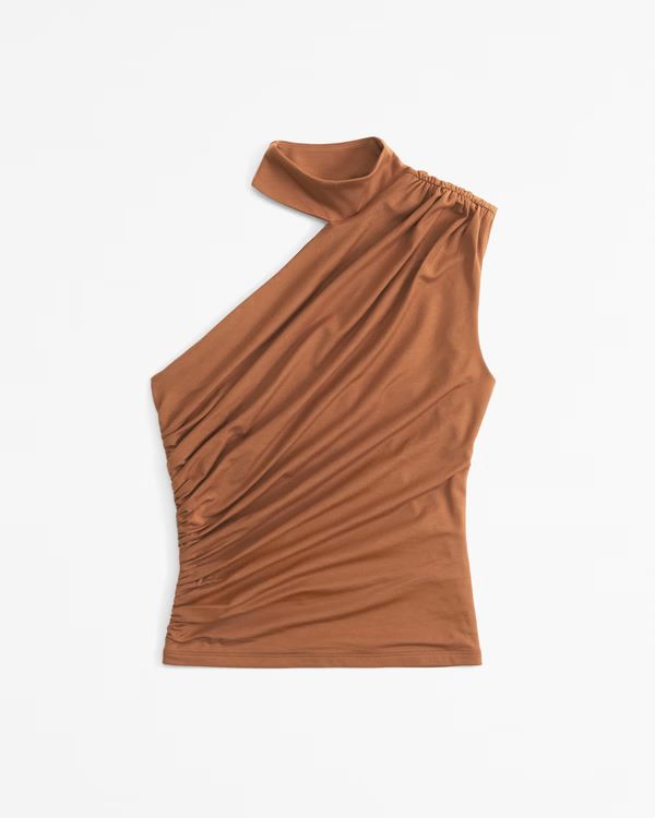 Asymmetrical Draped Mockneck Top | Abercrombie & Fitch (US)