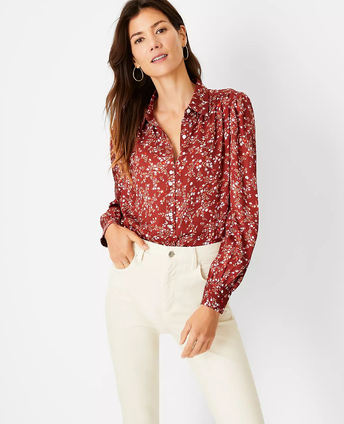 Floral Shirred Blouse | Ann Taylor (US)