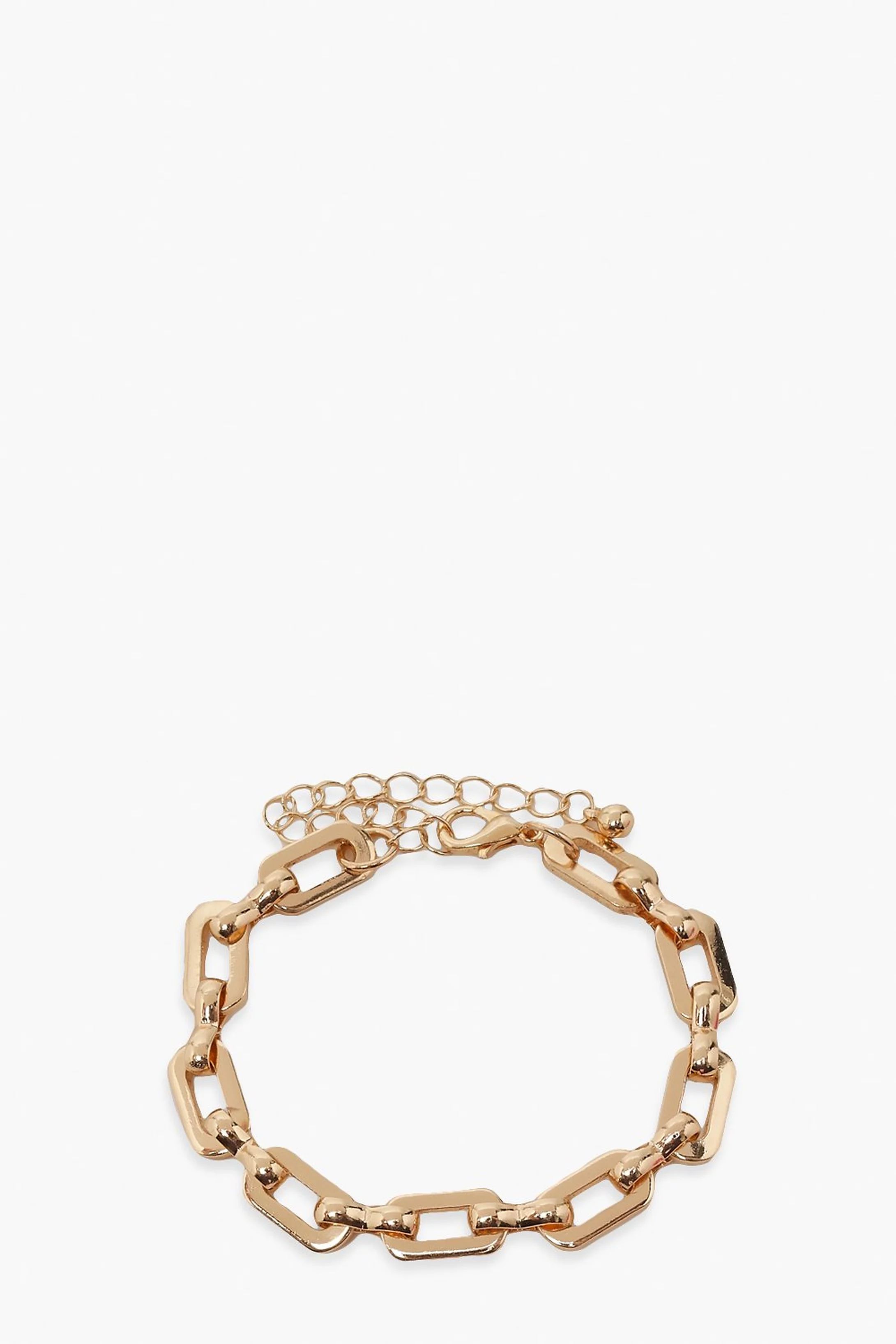 Gold Cable Chain Linked Bracelet | Boohoo.com (US & CA)