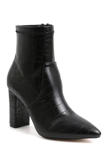 Bolonie Vegan Leather Pointed Toe Block Heel Bootie | Nordstrom Rack