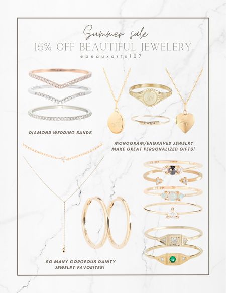 Get 15% these gorgeous real gold dainty delicate jewelry for the summer sale! 

Necklace, rings, wedding bands, lockets, monogram jewelry, rings, diamond rings, emerald ring, Deco ring, hoop earrings, bracelet and more 

#LTKsalealert #LTKstyletip #LTKFind