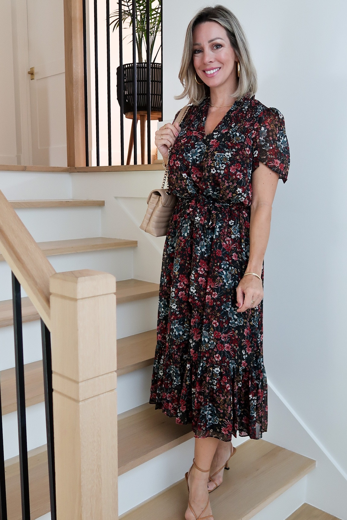 Bloomingdale’s Floral Midi Dress, Heels, Amazon Bag 

Dress Fit: I’m wearing XS



#LTKworkwear #LTKshoecrush #LTKover40