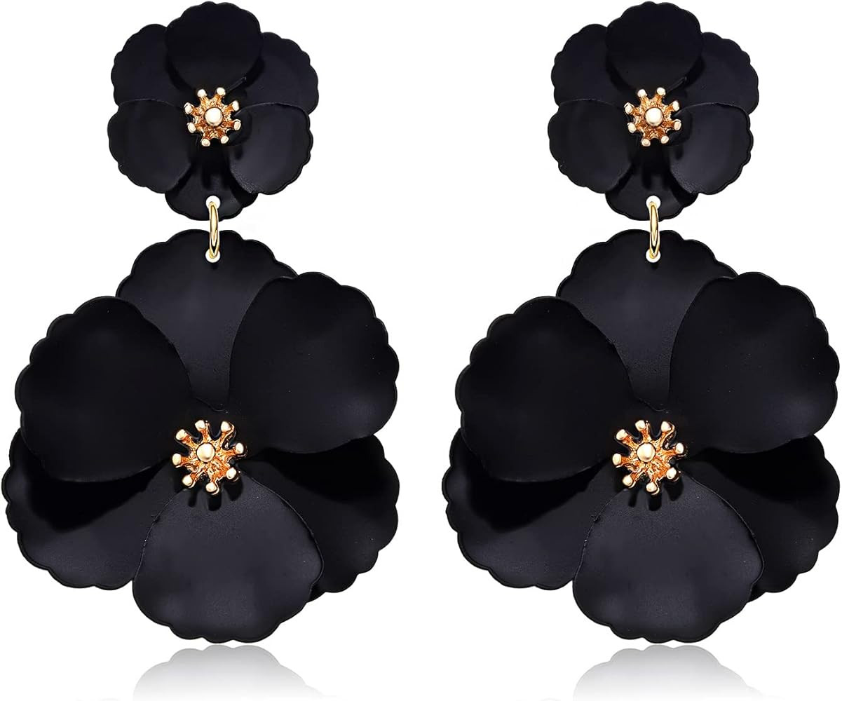 CEALXHENY Flower Dangle Earrings Boho Layered Floral Petal Drop Earrings Statement Stud Earring f... | Amazon (US)
