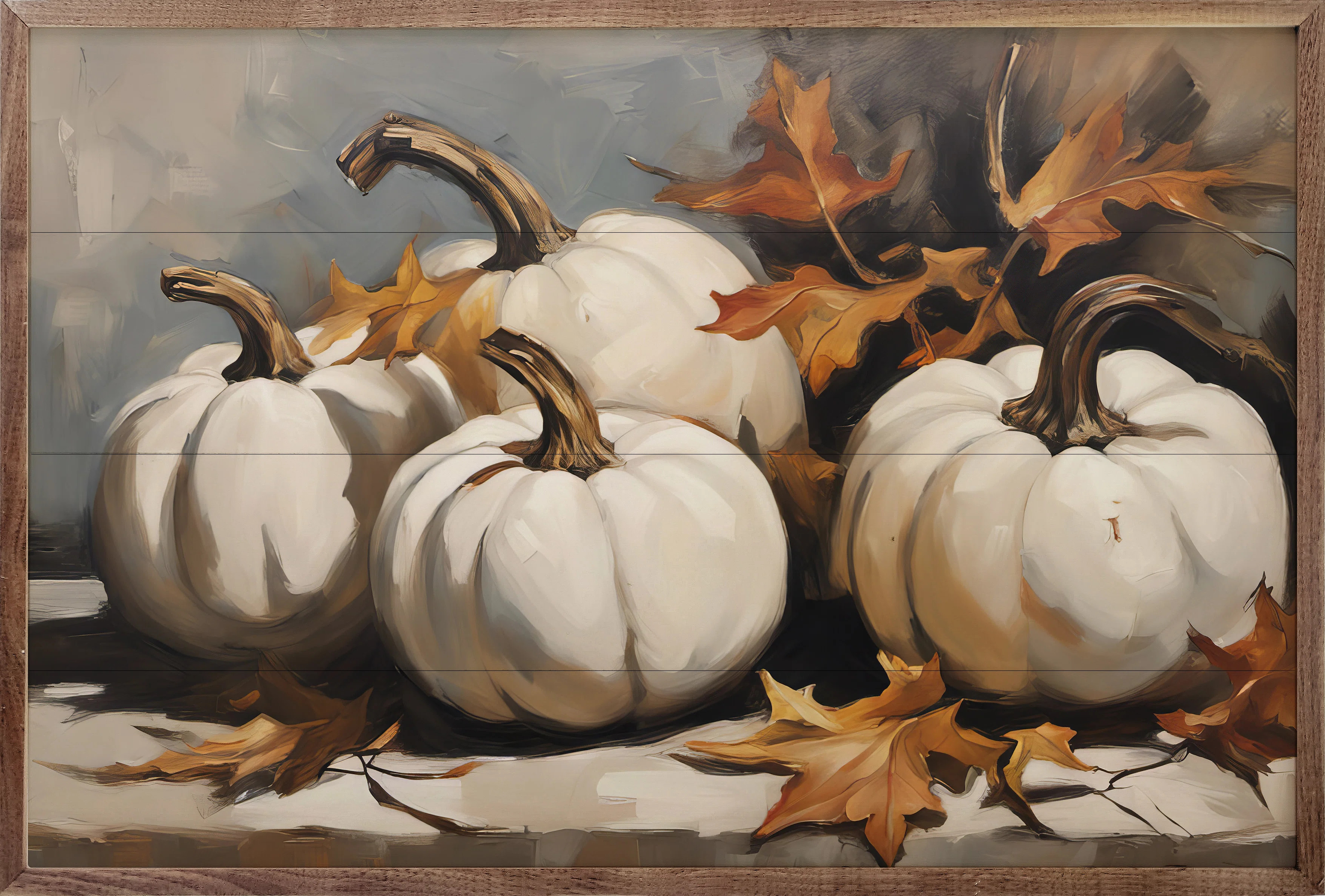 Four White Pumpkins With Leaves | Wayfair North America