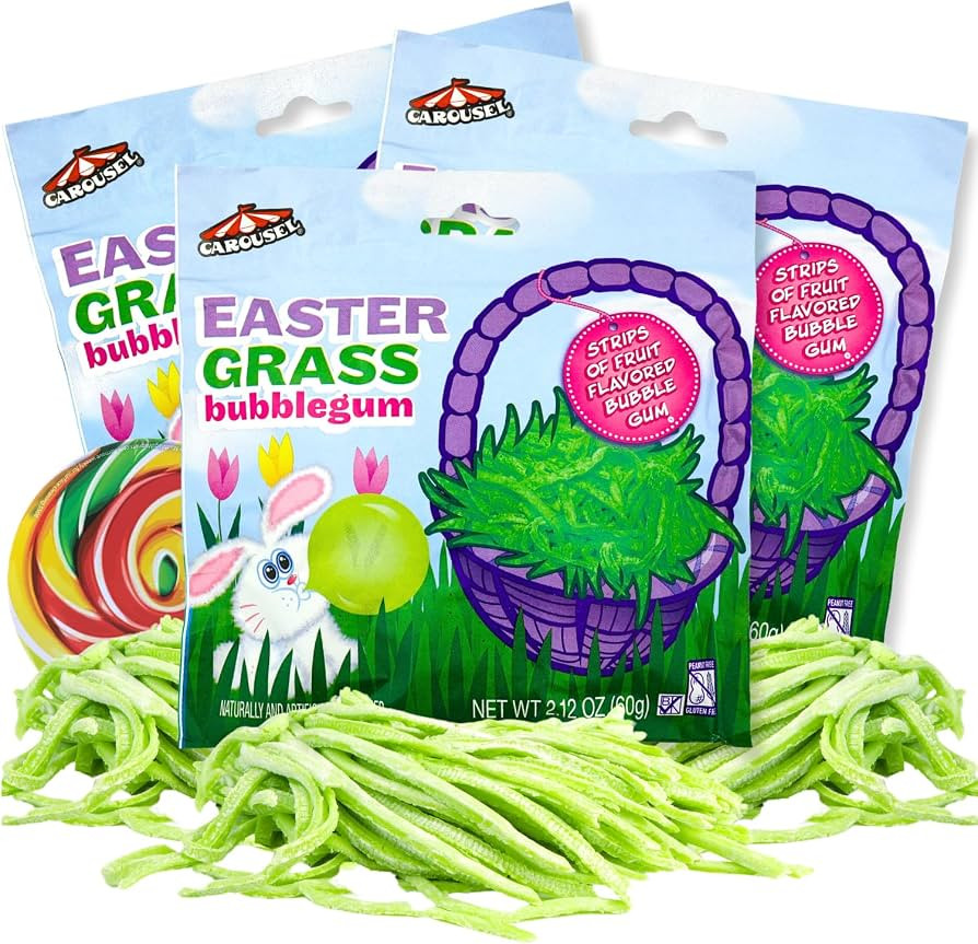 Green Edible Easter Grass Bubblegum, Cake and Cupcake Toppers, Basket Stuffers, 2.12 Ounces Each ... | Amazon (US)