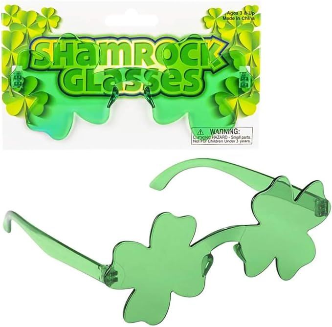 The Dreidel Company St. Patrick's Shamrock Glasses, Costume Dress-up Pretend Play, Green | Amazon (US)