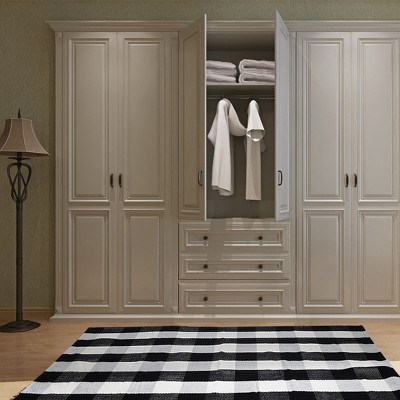 PiccoCasa Cotton Classic Gingham Pattern High-Density Woven Floor Mats Black & White 59"x35" | Target
