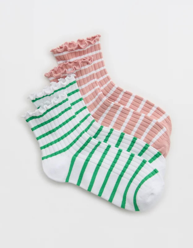 Aerie Lettuce Edge Bobby Sock 2-Pack | Aerie