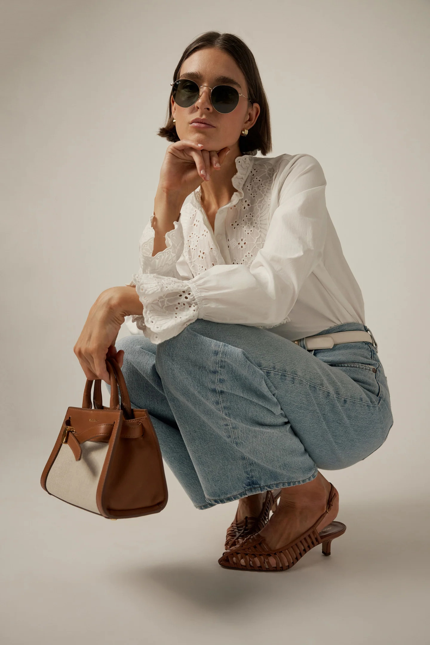 Natural Linen and Hazelwood Mini Veronica Beard Dash Bag | Tuckernuck (US)