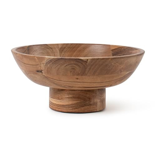 Luxe Designs Wooden Footed Bowl Handcrafted Decorative Fruit Bowl with Elegant Footed Base for Dining, Serving, and Home Décor – Perfect for Fruits, Snacks, and Centerpiece Display | Amazon (US)