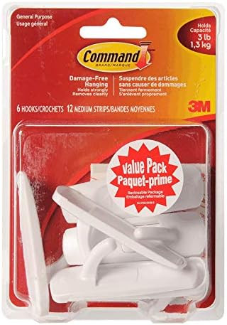 Command Utility Hooks Value Pack, Adhesive Hooks, Medium, 6 Wall Hooks 12 Medium Strips | Amazon (CA)