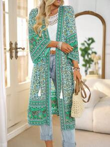 Floral Print Tassel Detail Batwing Sleeve Kimono SKU: sw2301079955776060$14.40$13.68Join for an E... | SHEIN