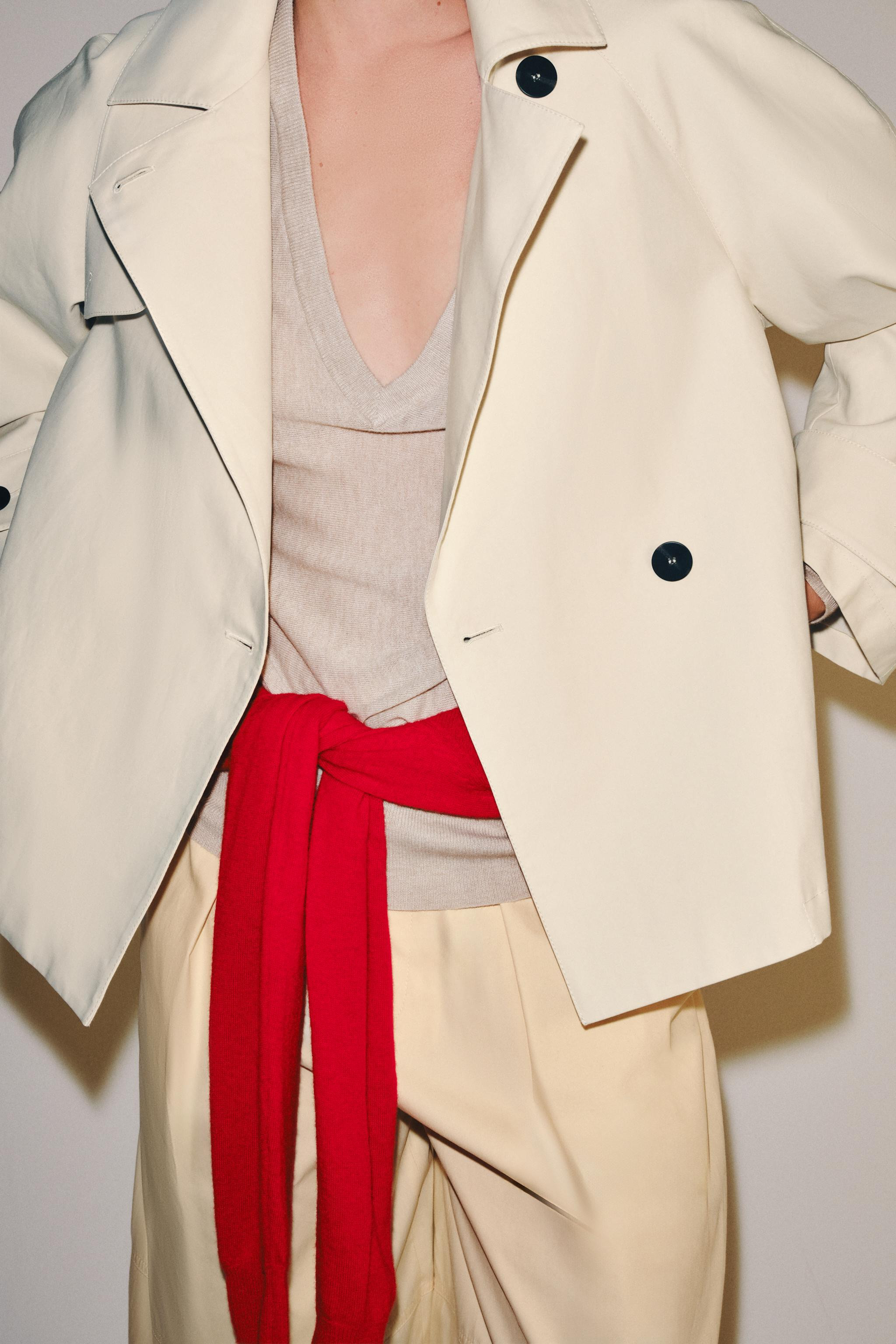 ZARA WOMAN COLLECTIONTrench coat in a cotton fabric. Featuring a high neck and long sleeves. Side... | Zara UK