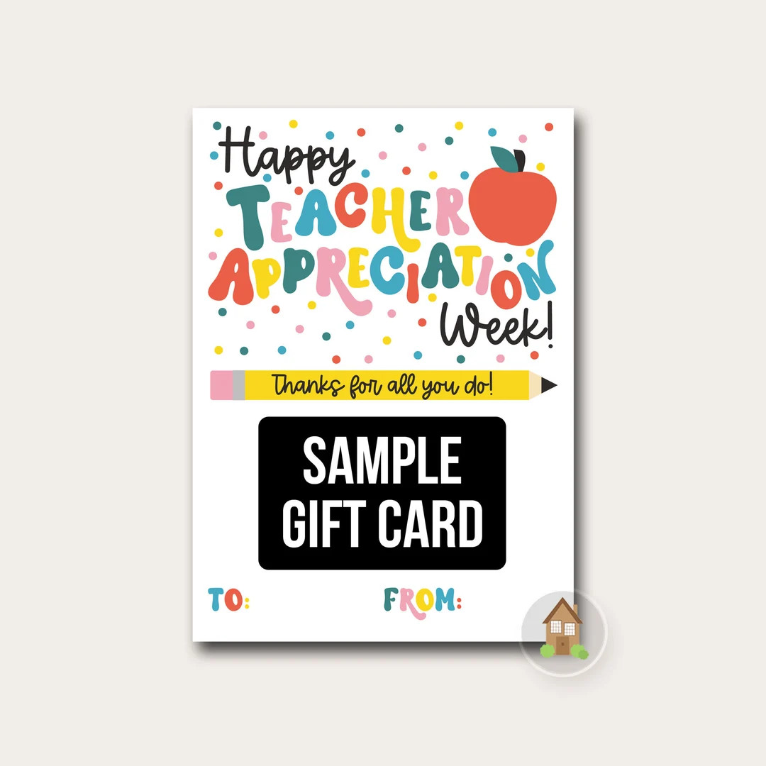 Teacher Appreciation Week Gift Card Holder Printable Retro Happy Teacher Appreciation Fun Gift Ca... | Etsy (US)