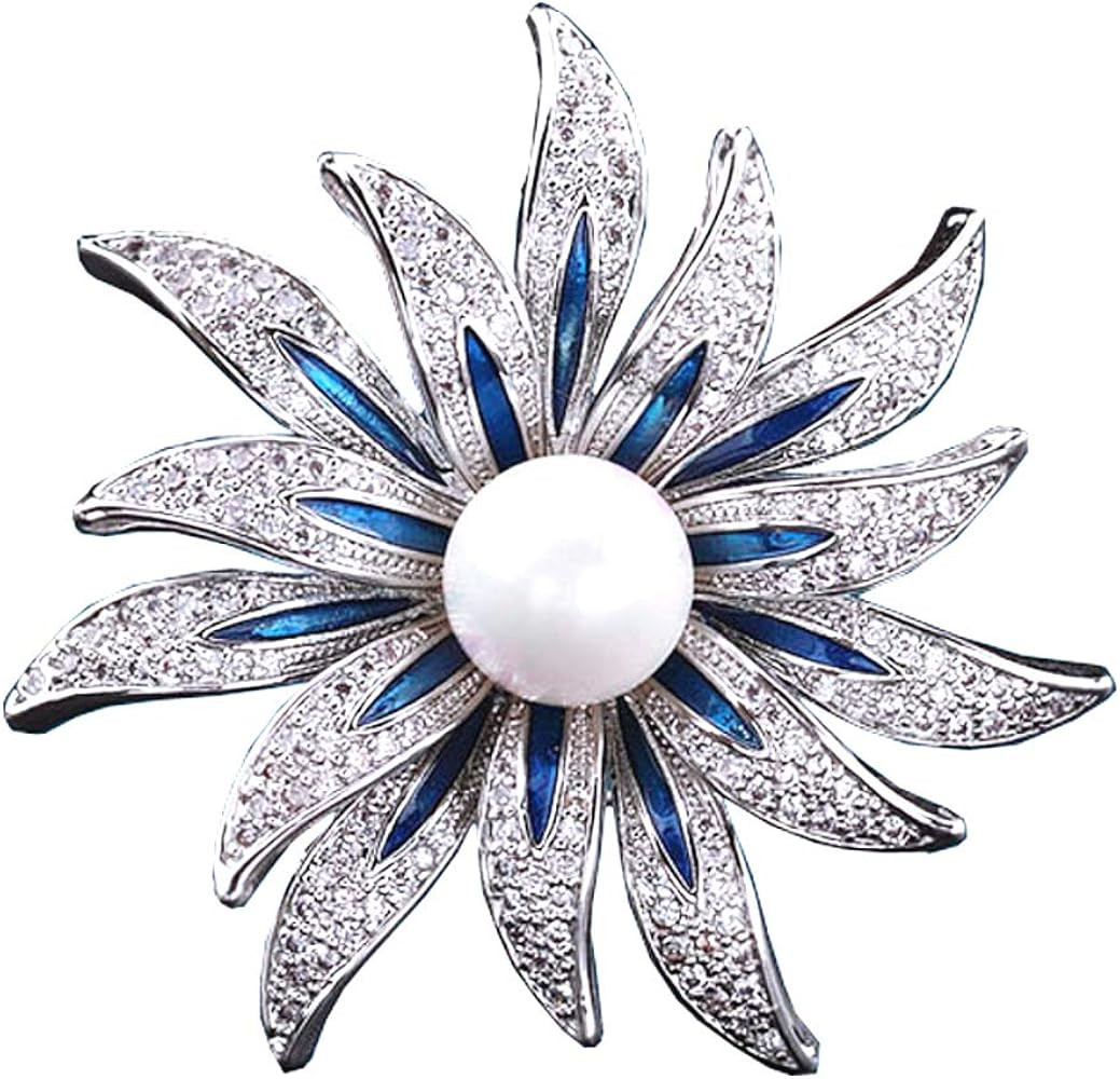 Brooch Pins for Women Girls Fashion Flower Crystal Rhinestone Pearl Jewelry | Amazon (US)