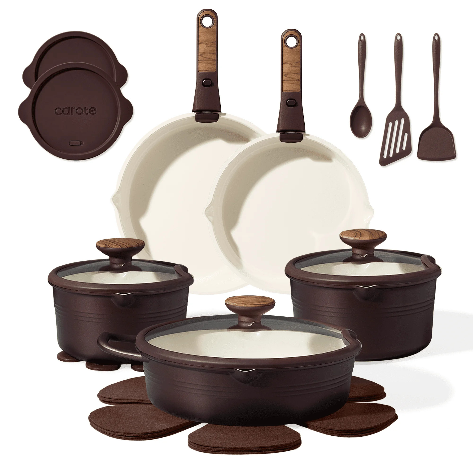 Carote 22 Pcs Ceramic Cookware Set, Pots and Pans with Detachable Handles, Oven Safe, Induction C... | Walmart (US)