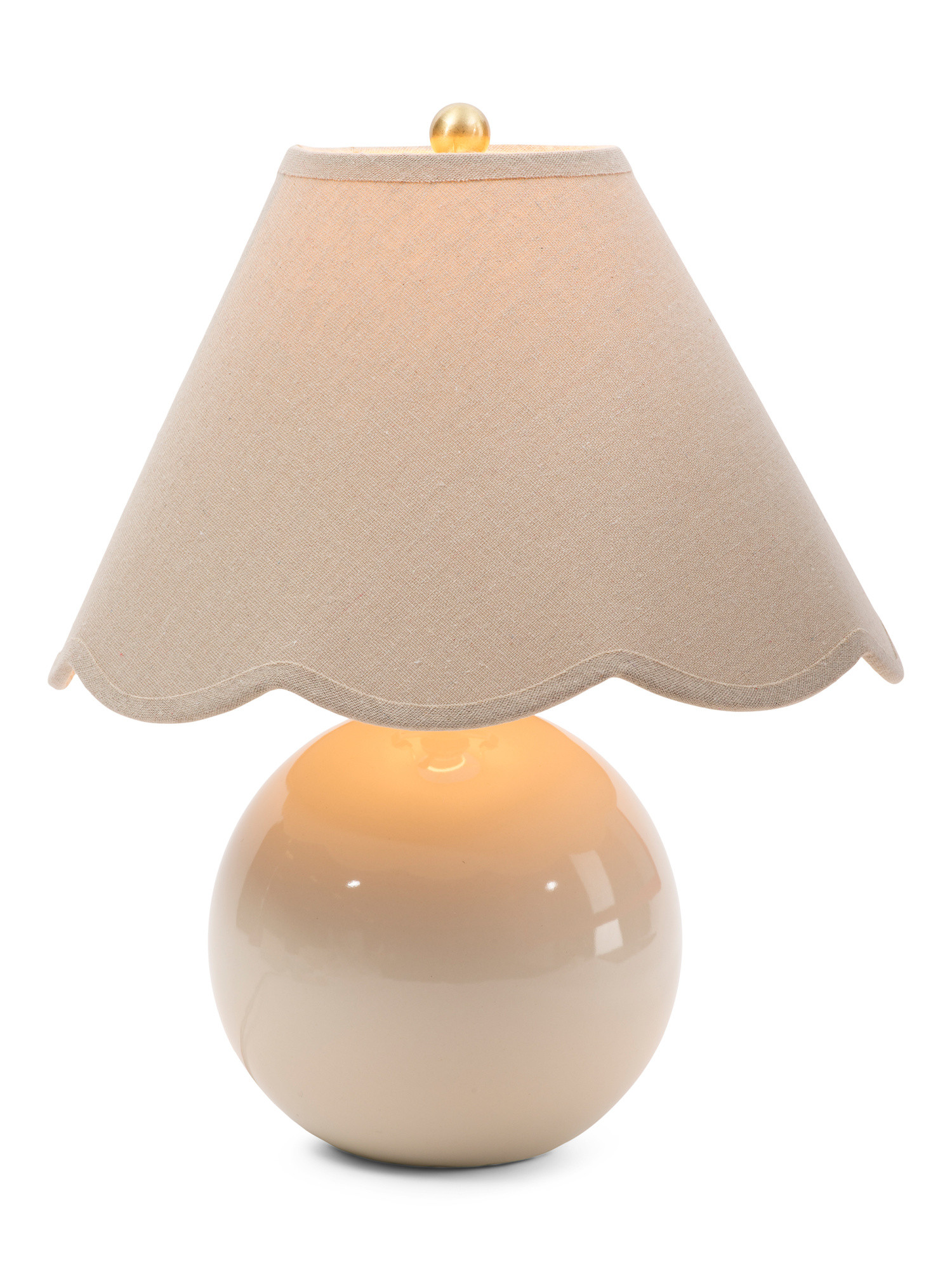 17in Ceramic Orb Table Lamp With Scalloped Shade | TJ Maxx