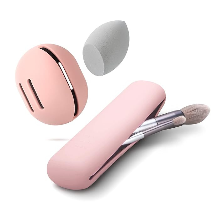 FERYES Travel Makeup Sponge Brush Holder, Soft Silicone Beauty Make Up Brush Blender Case Organiz... | Amazon (US)