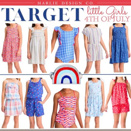 Target Little Girls 4th of July Outfits | family 4th of July outfits | red white and blue outfits | rompers | dresses | swim suits | accessories | kids purse | 4th of July clothes for kids | Target | Target style | Fourth of July sandals for kids | kids 4th of July outfits 