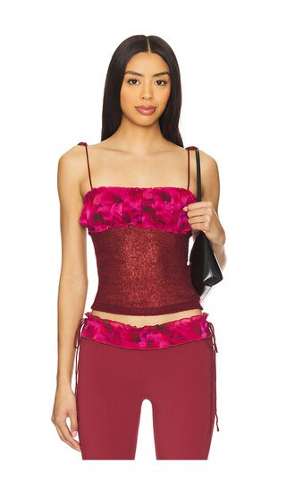 GUIZIO Ruched Knit Tank Top in Burgundy. - size S | Revolve Clothing (Global)