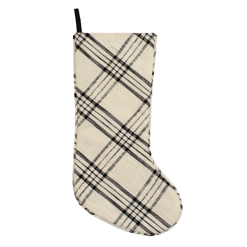 Plaid Yarn Woven Stocking, 18" | At Home