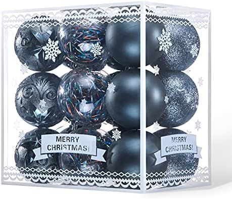 WBHome 18ct Christmas Ball Ornaments Set 3.15 inches / 80mm - Navy Blue, Shatterproof Decorations... | Amazon (US)