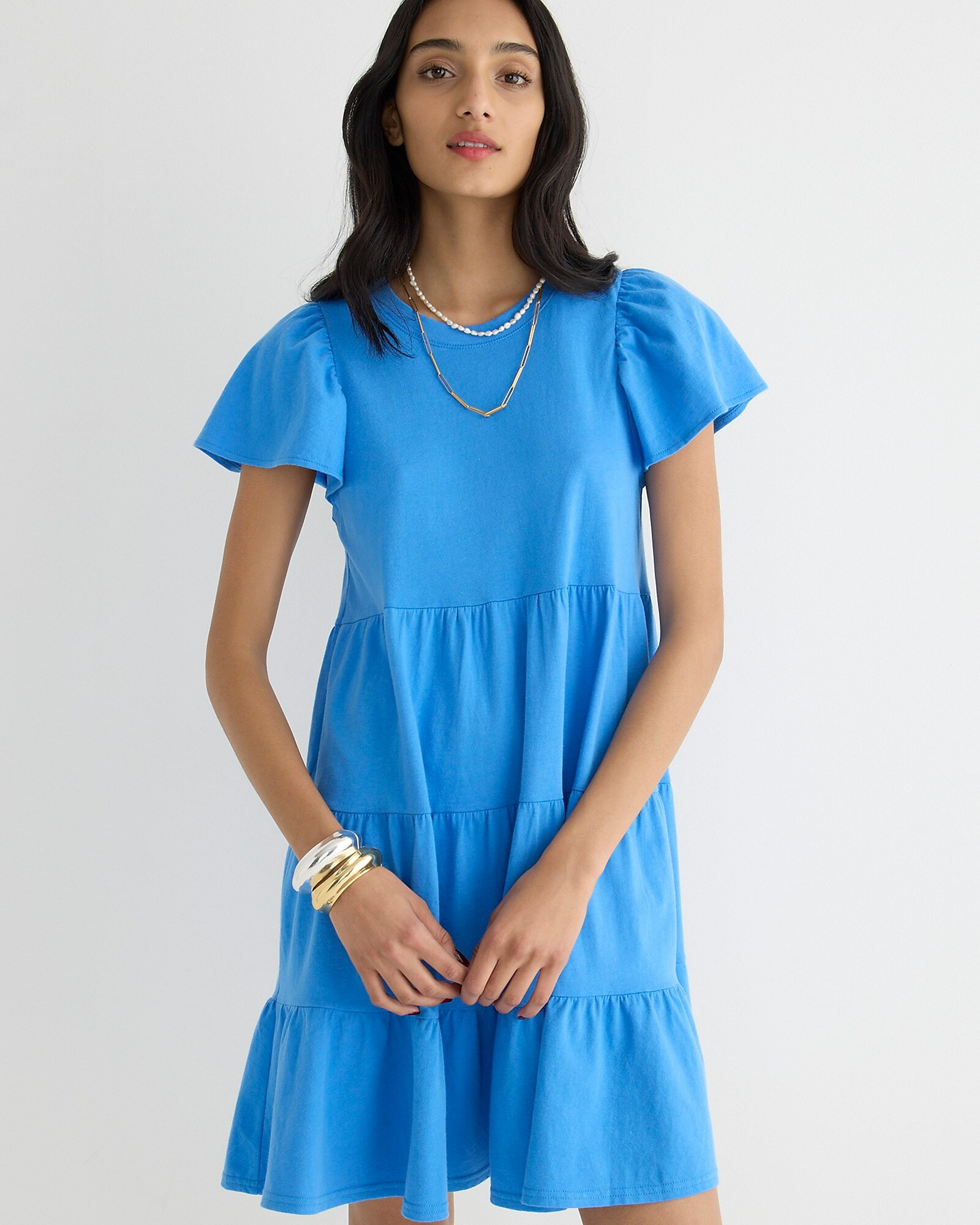 Knit broken-in jersey tiered mini dress | J. Crew US