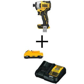 ATOMIC 20V MAX Cordless Brushless Compact 1/4 in. Impact Driver, (1) 20V 3.0Ah Battery, and 12V to 20V Charger | The Home Depot