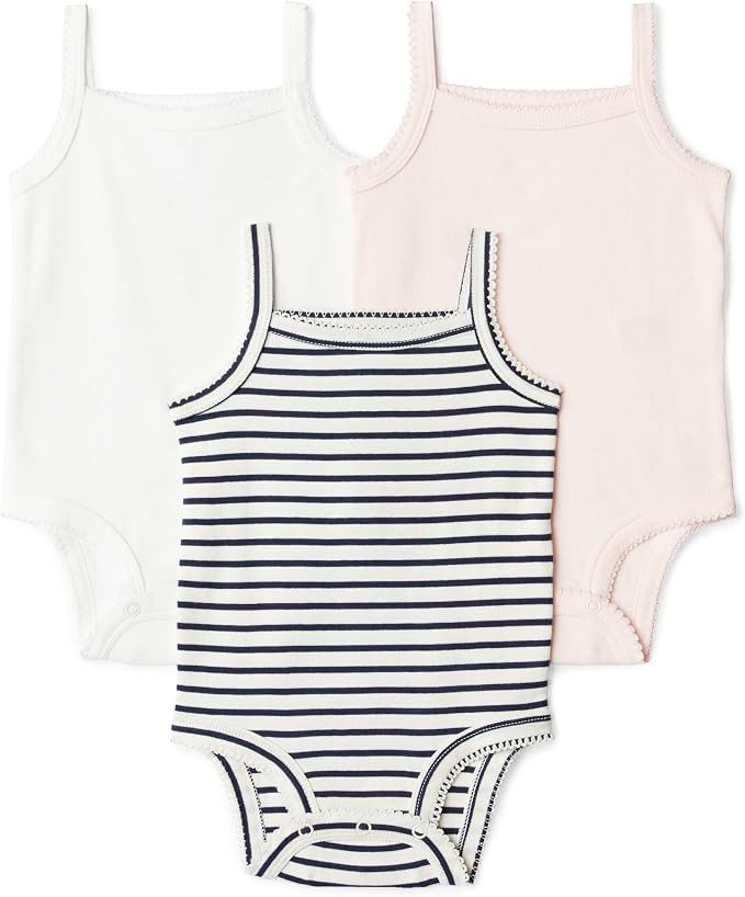 Amazon Essentials Baby Girls' Cotton Sleeveless Bodysuits, Baby Clothes, Pack of 3 | Amazon (US)