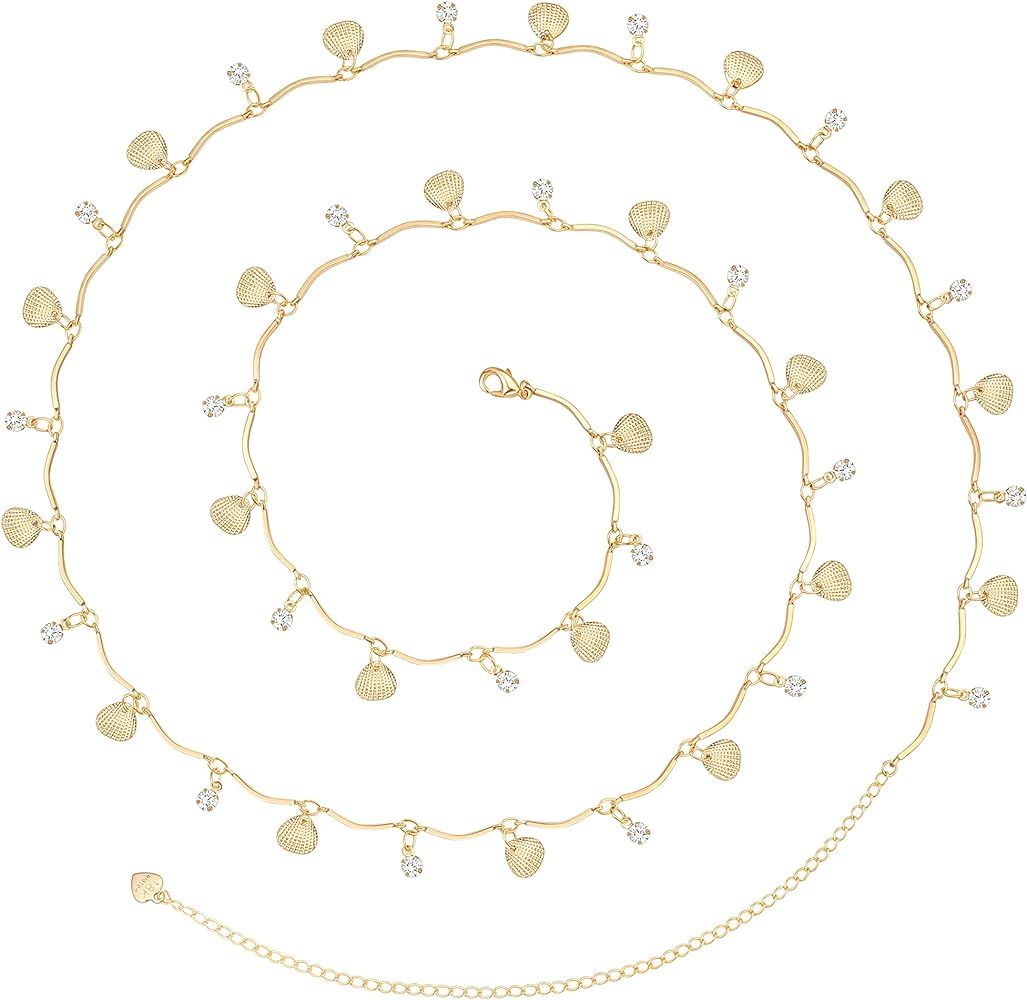 18k Gold Waist Chain Belt for Women, Adjustable Waist Beads Beach Bikini Belly Chain | Amazon (US)