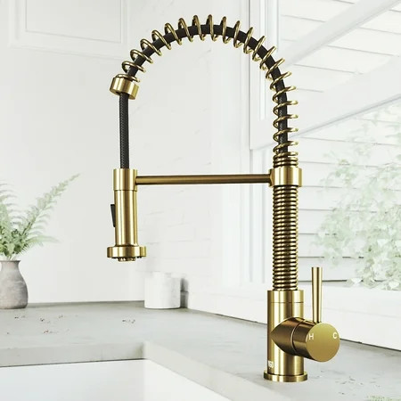 VIGO Edison Pull-Down Spray Kitchen Faucet (in Matte Brushed Gold) | Walmart (US)