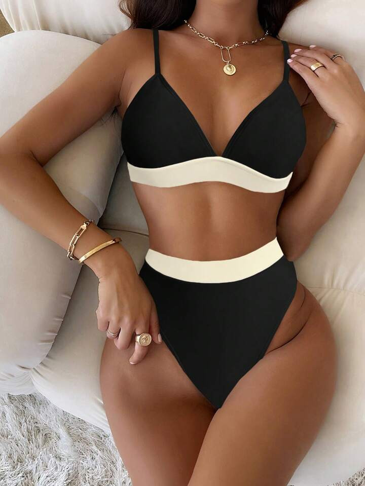 SHEIN Swim Traje De Baño De Dos Piezas De Bloque De Color Para Mujeres | SHEIN