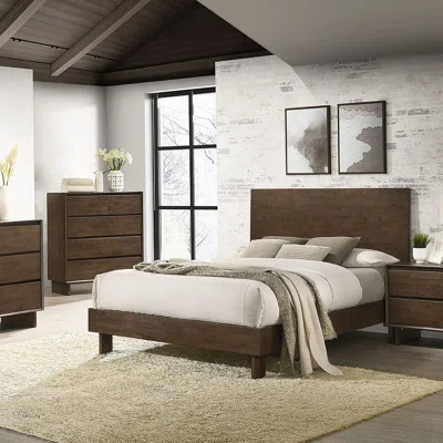 Hemlock Warm Brown Queen Platform Panel Bed | Wayfair North America
