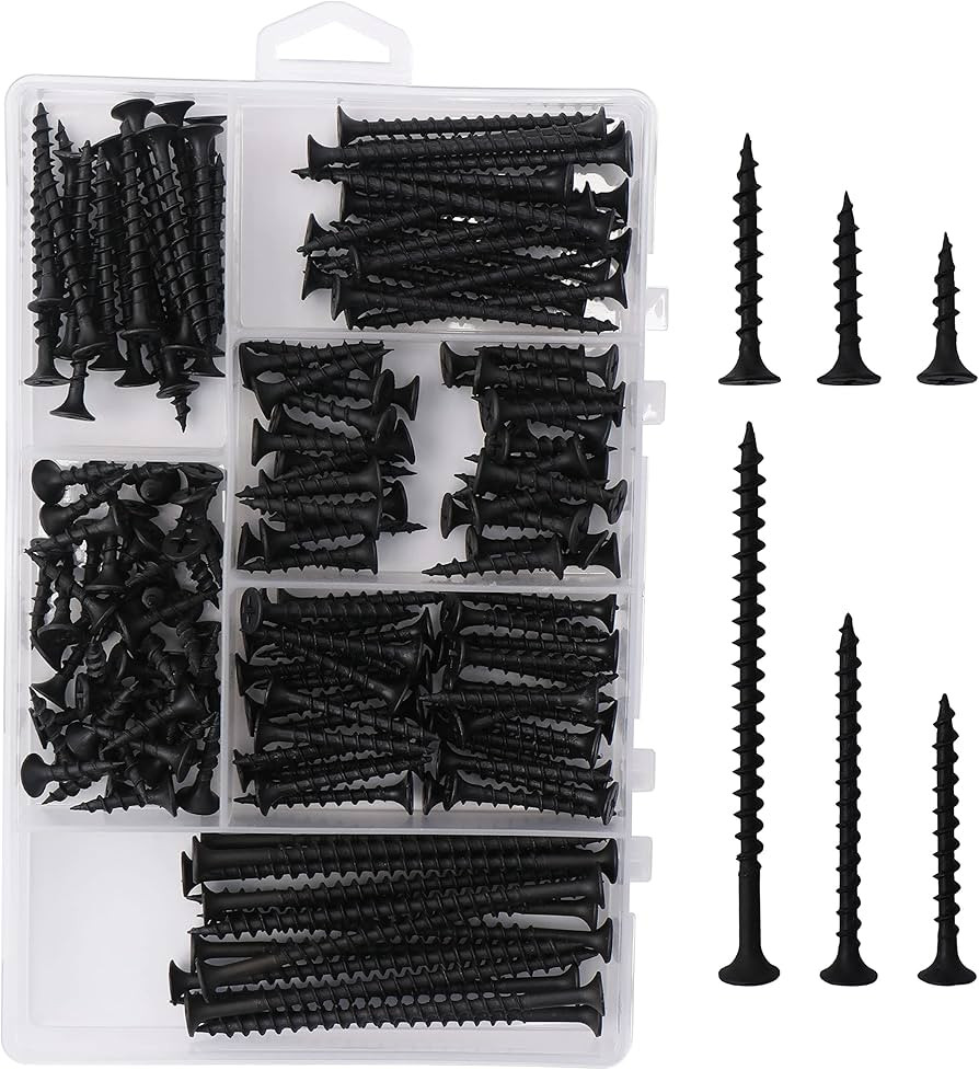 JEGONFRI High Hardness Drywall Screws Assortment Kit, 166 pcs, Coarse Thread, Phillips Drive, Bla... | Amazon (US)
