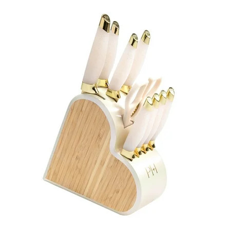 Paris Hilton Heart-Shaped Knife Block Set, 10 Piece Set, White Iridescent | Walmart (US)