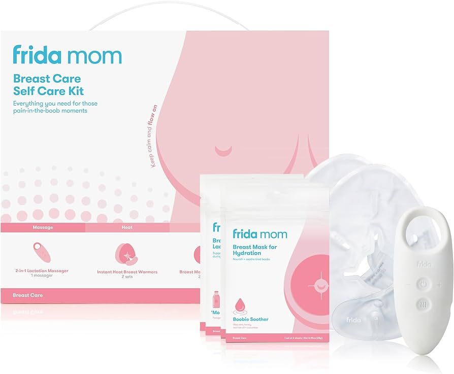 Frida Mom Breast Care Self Care Kit - 2-in-1 Lactation Massager, Instant Heat Breast Warmers, Bre... | Amazon (US)