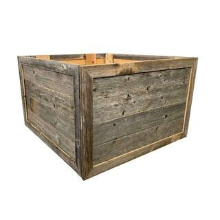 Farmhouse 27 in. W x 14.5 in. H, 37 in. Dia, Weathered Gray Decorative Christmas Tree Box Collar | The Home Depot