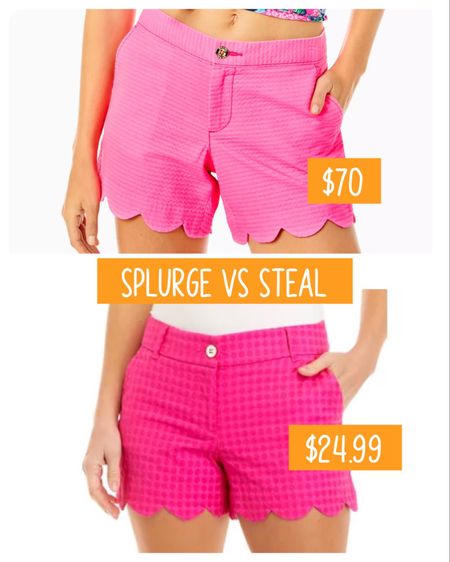 Splurge vs steal, pink shorts, chino shorts, scalloped shorts, preppy shorts, shorts for women 

#LTKunder50 #LTKSeasonal #LTKunder100