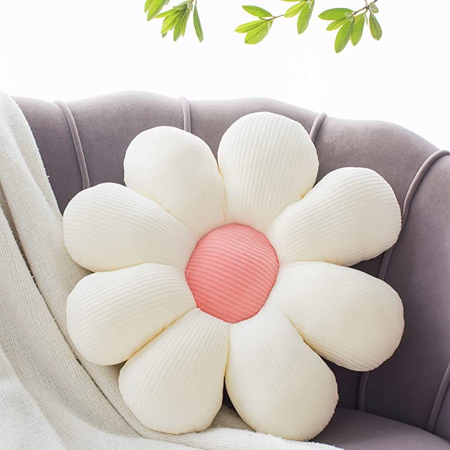Vdoioe Flower-Shaped Throw Pillow Cushion Daisy Flower Throw Pillow Soft Seating Plush Pillow Whi... | Amazon (US)