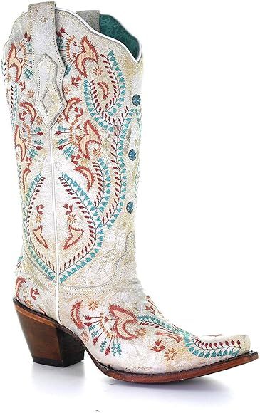 CORRAL Women's Turquoise Embroidery with Studs Western Boot Snip Toe | Amazon (US)