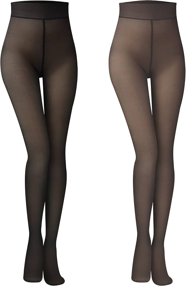 Geyoga Fleece Lined Tights Women 2 Pairs Fake Translucent Pantyhose Leggings Winter Warm Thick Ti... | Amazon (US)